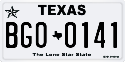 TX license plate BGO0141
