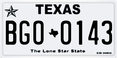 TX license plate BGO0143