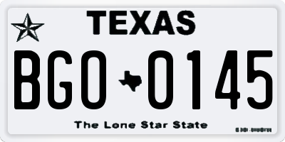 TX license plate BGO0145
