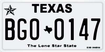 TX license plate BGO0147