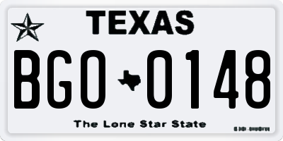 TX license plate BGO0148