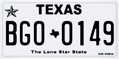 TX license plate BGO0149