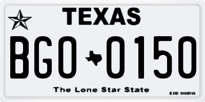 TX license plate BGO0150