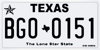 TX license plate BGO0151