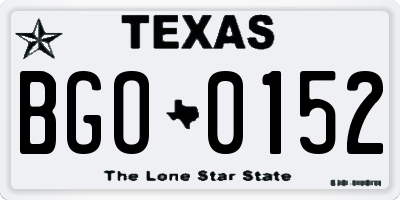 TX license plate BGO0152