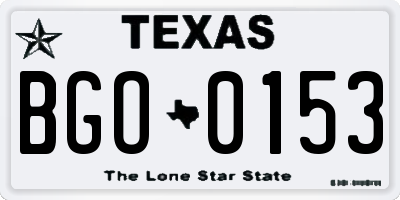 TX license plate BGO0153