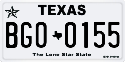 TX license plate BGO0155