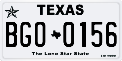 TX license plate BGO0156