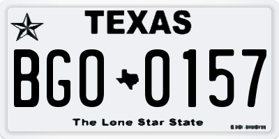 TX license plate BGO0157