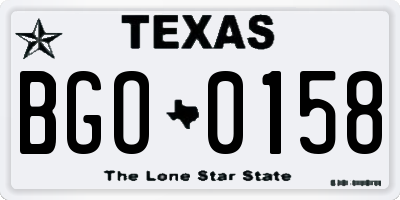 TX license plate BGO0158