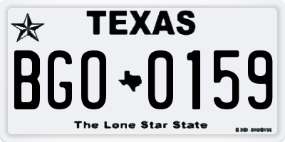 TX license plate BGO0159