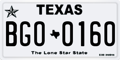 TX license plate BGO0160