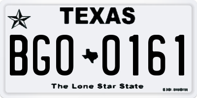 TX license plate BGO0161