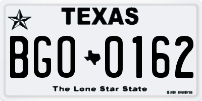 TX license plate BGO0162