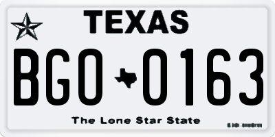 TX license plate BGO0163