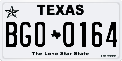 TX license plate BGO0164