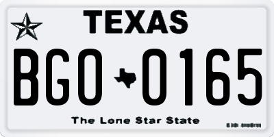 TX license plate BGO0165