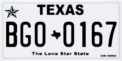 TX license plate BGO0167