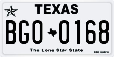 TX license plate BGO0168