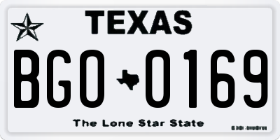 TX license plate BGO0169