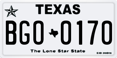 TX license plate BGO0170