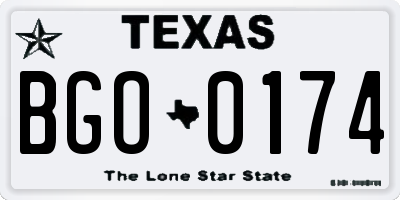 TX license plate BGO0174