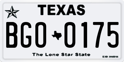TX license plate BGO0175