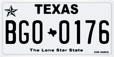 TX license plate BGO0176