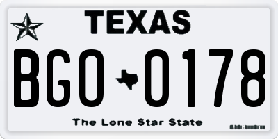 TX license plate BGO0178