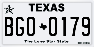 TX license plate BGO0179