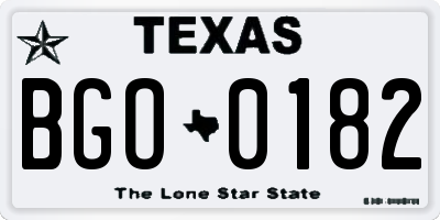 TX license plate BGO0182