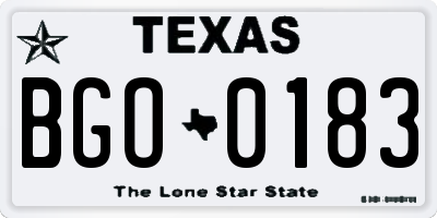 TX license plate BGO0183