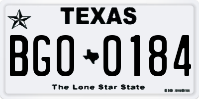 TX license plate BGO0184