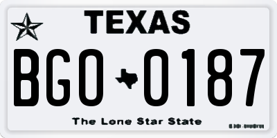 TX license plate BGO0187