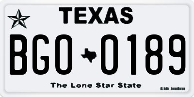 TX license plate BGO0189