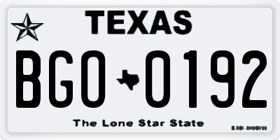 TX license plate BGO0192