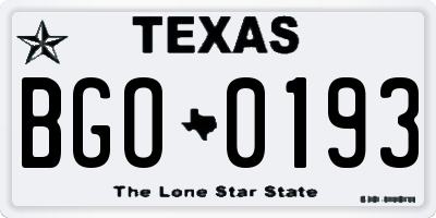TX license plate BGO0193