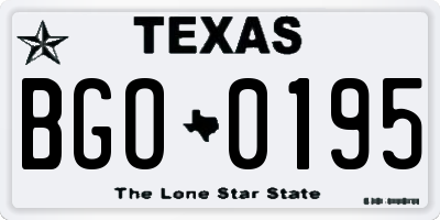 TX license plate BGO0195