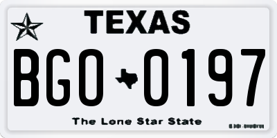 TX license plate BGO0197