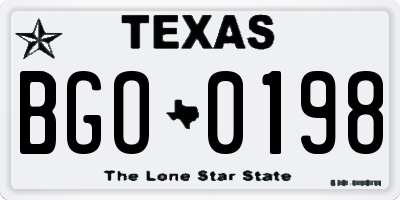 TX license plate BGO0198