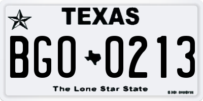 TX license plate BGO0213