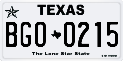 TX license plate BGO0215