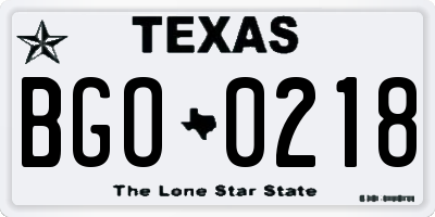 TX license plate BGO0218