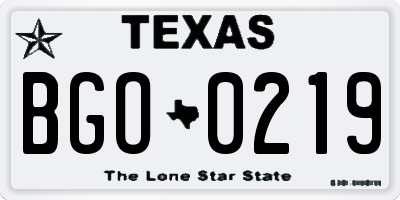 TX license plate BGO0219