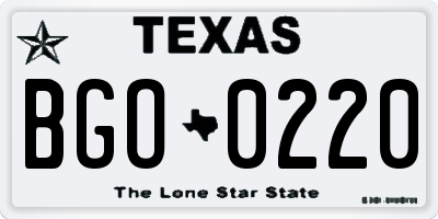 TX license plate BGO0220