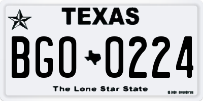TX license plate BGO0224