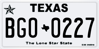 TX license plate BGO0227