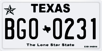 TX license plate BGO0231