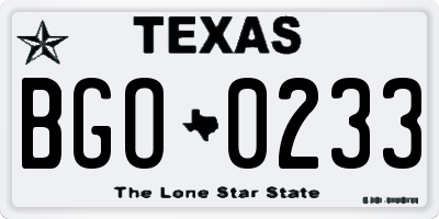 TX license plate BGO0233