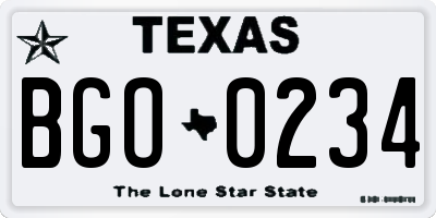 TX license plate BGO0234